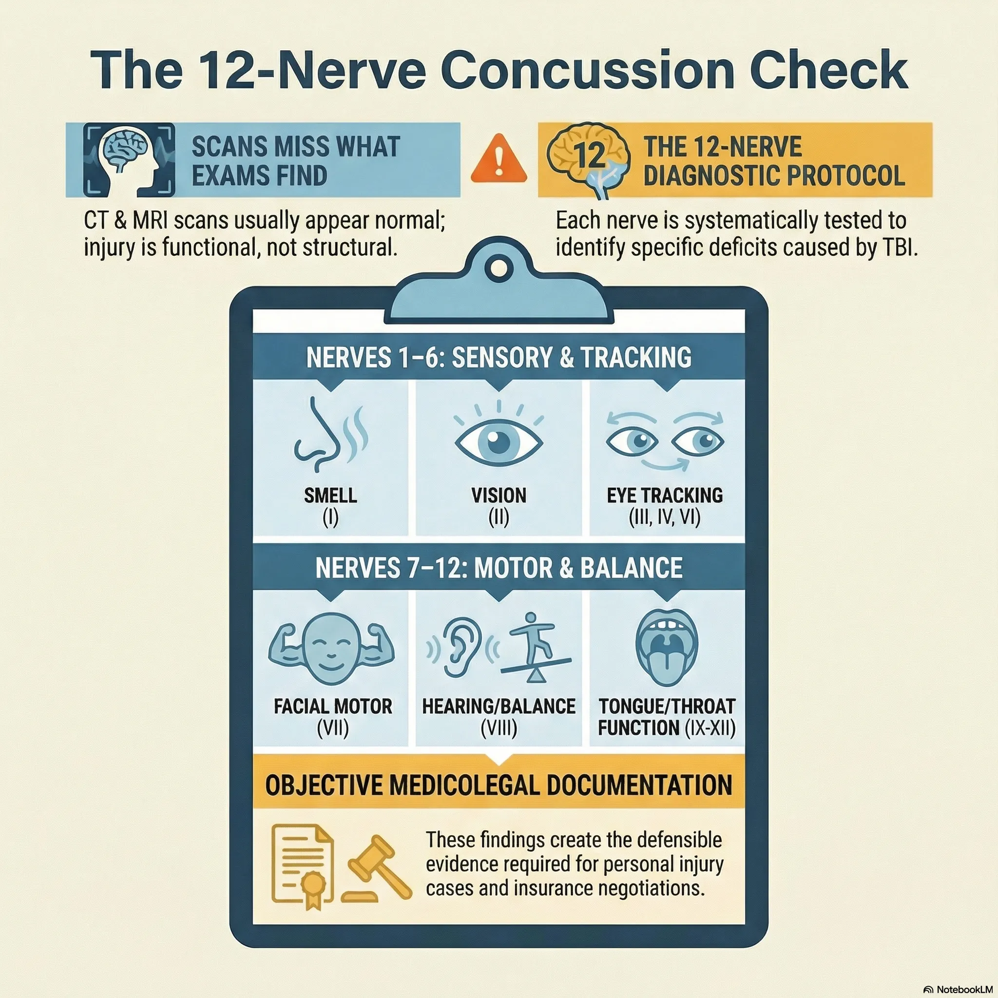 12 cranial nerve examination for concussion diagnosis