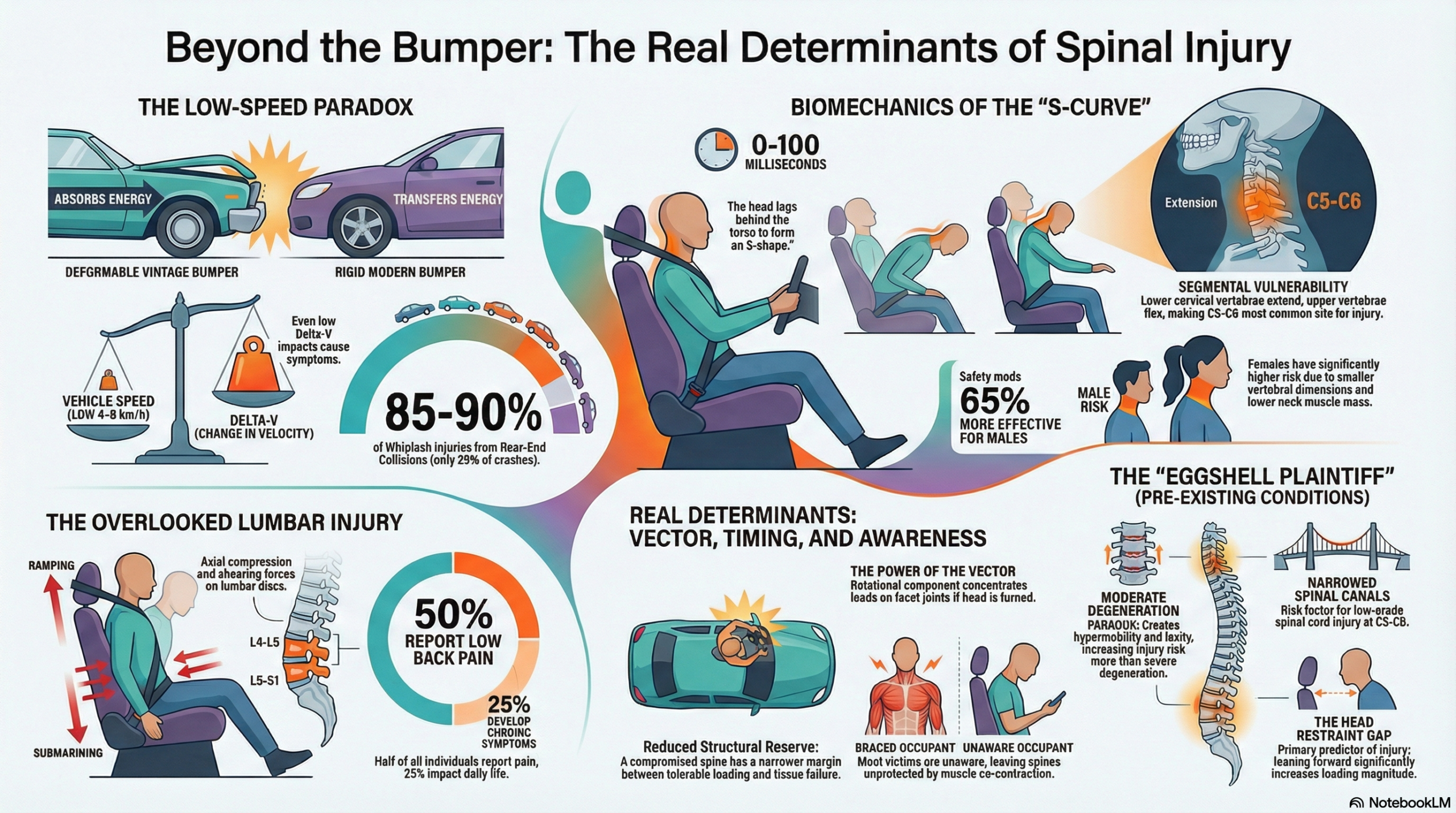 Rear-end collision and spinal injury