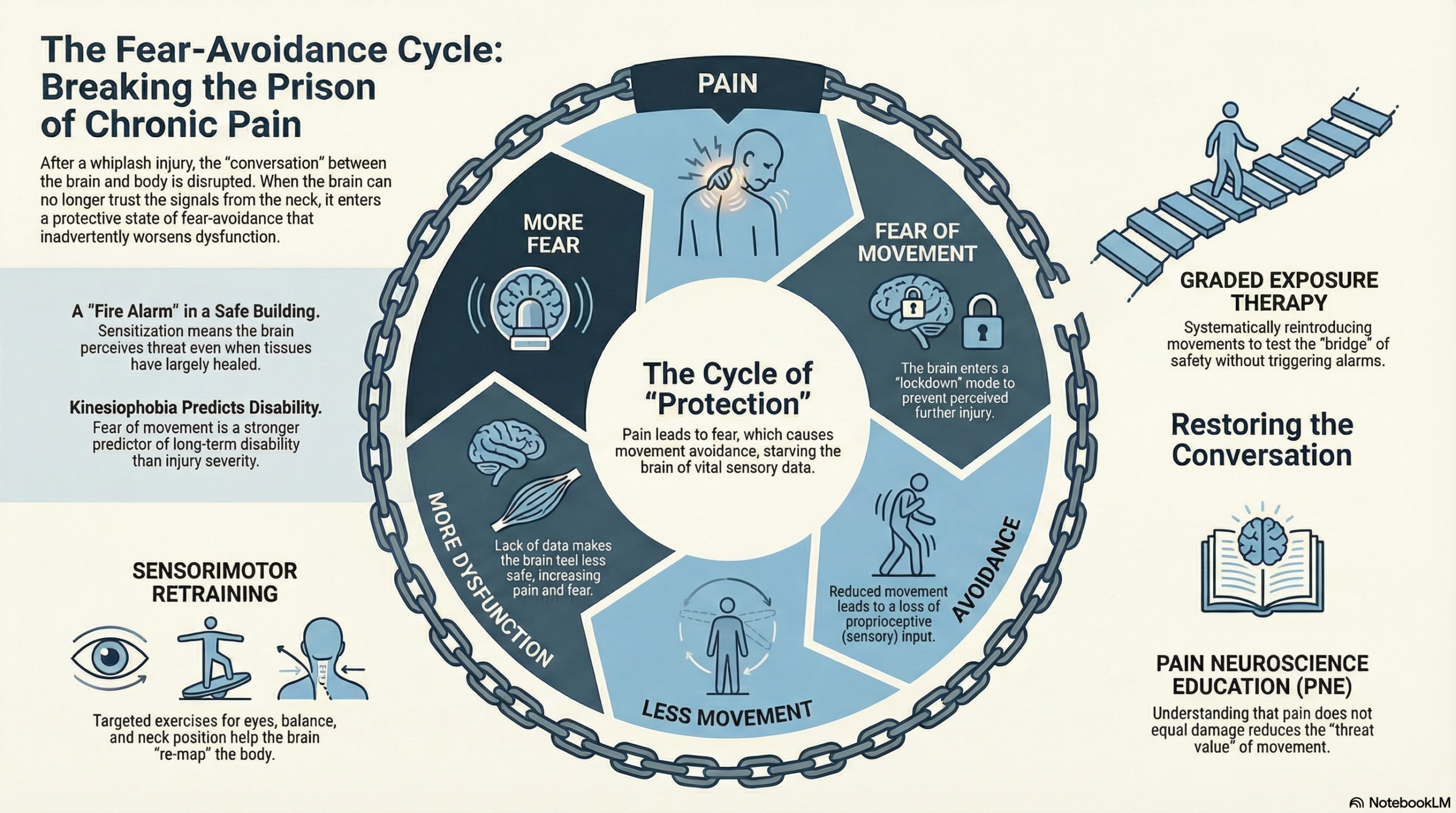 Trust Between Brain and Body: Why Rehabilitation After Whiplash Is Really About Restoring a Conversation 7 Fear-Avoidance cycle illustration