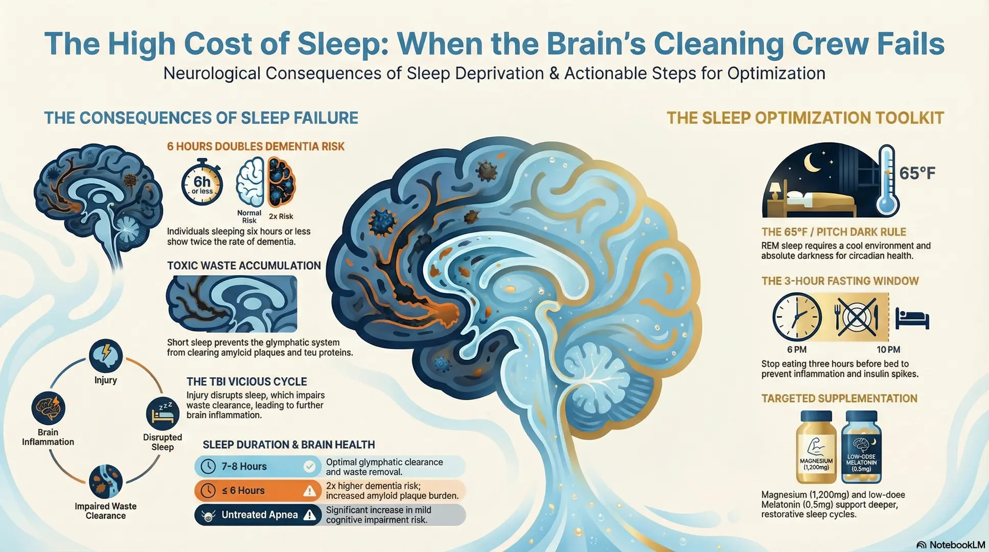 Your Brain Is Listening — Whether You Challenge It or Let It Sleep 7 Illustration of the consequences of insufficient sleep on brain health and dementia risk