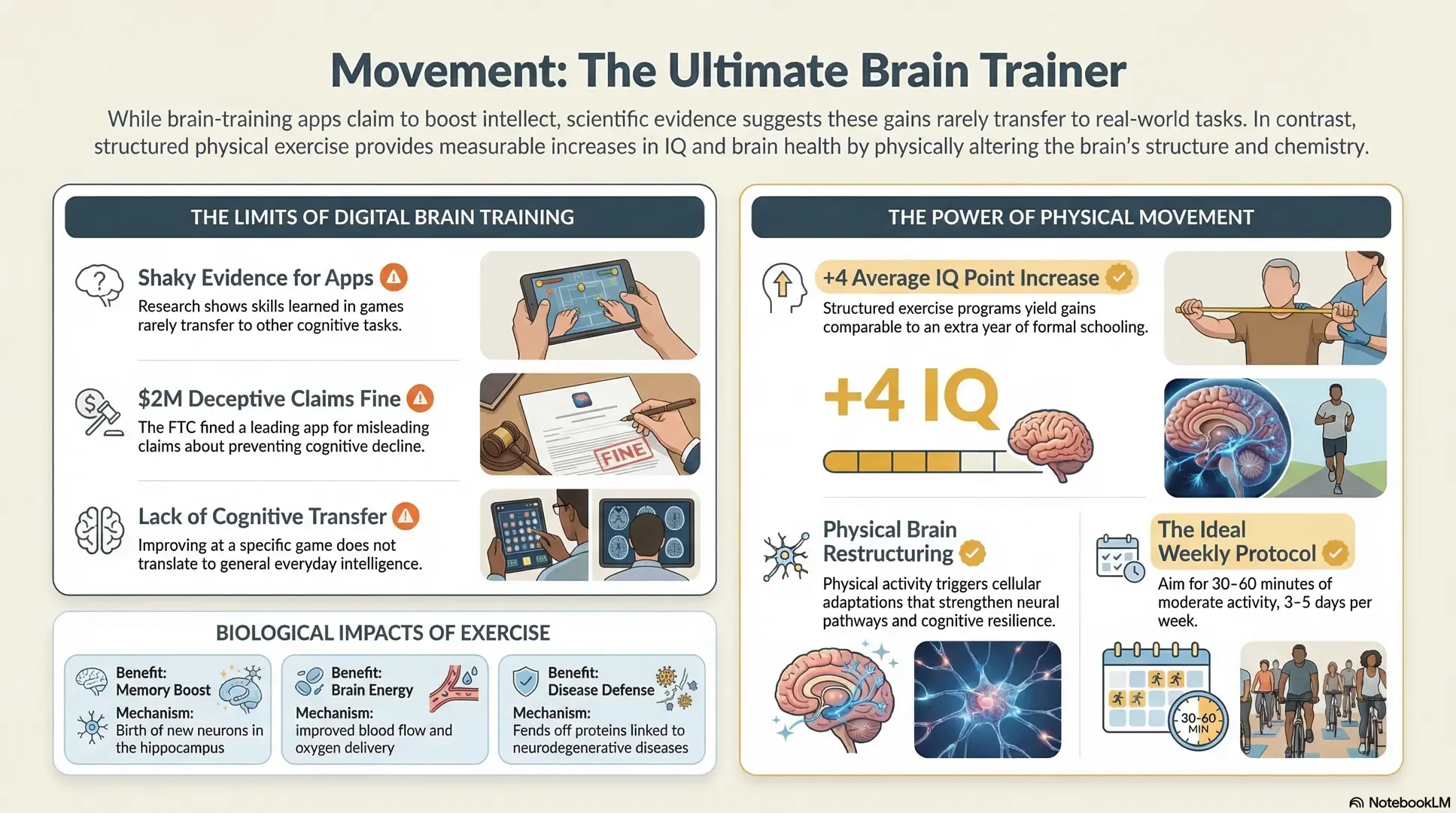 Infographic showing cognitive benefits of exercise across the lifespan