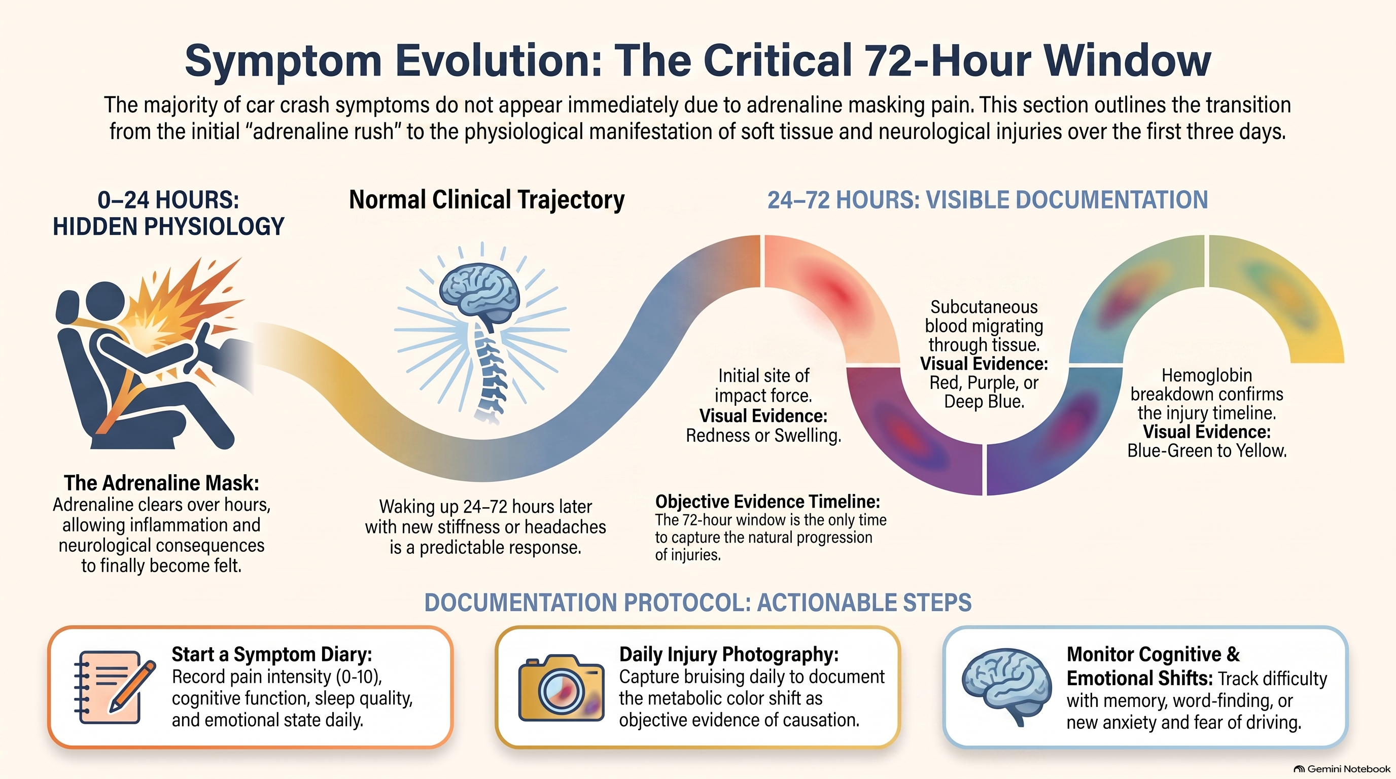 What to Do Immediately After a Car Crash: A Chiropractor's Checklist 4 The First 24 to 72 Hours: Symptom Evolution