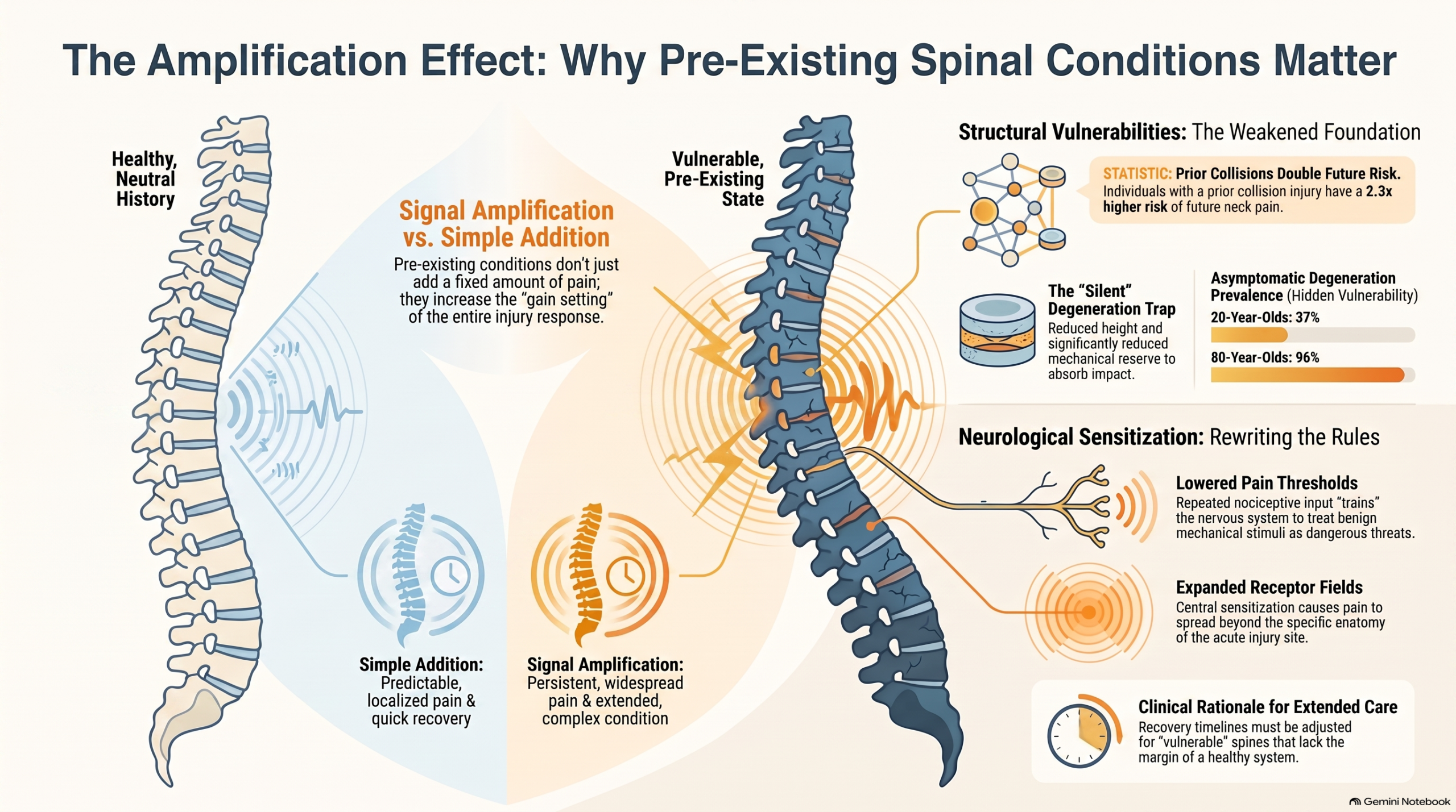 The Amplification Effect: How pre-existing conditions change the gain setting on injury response
